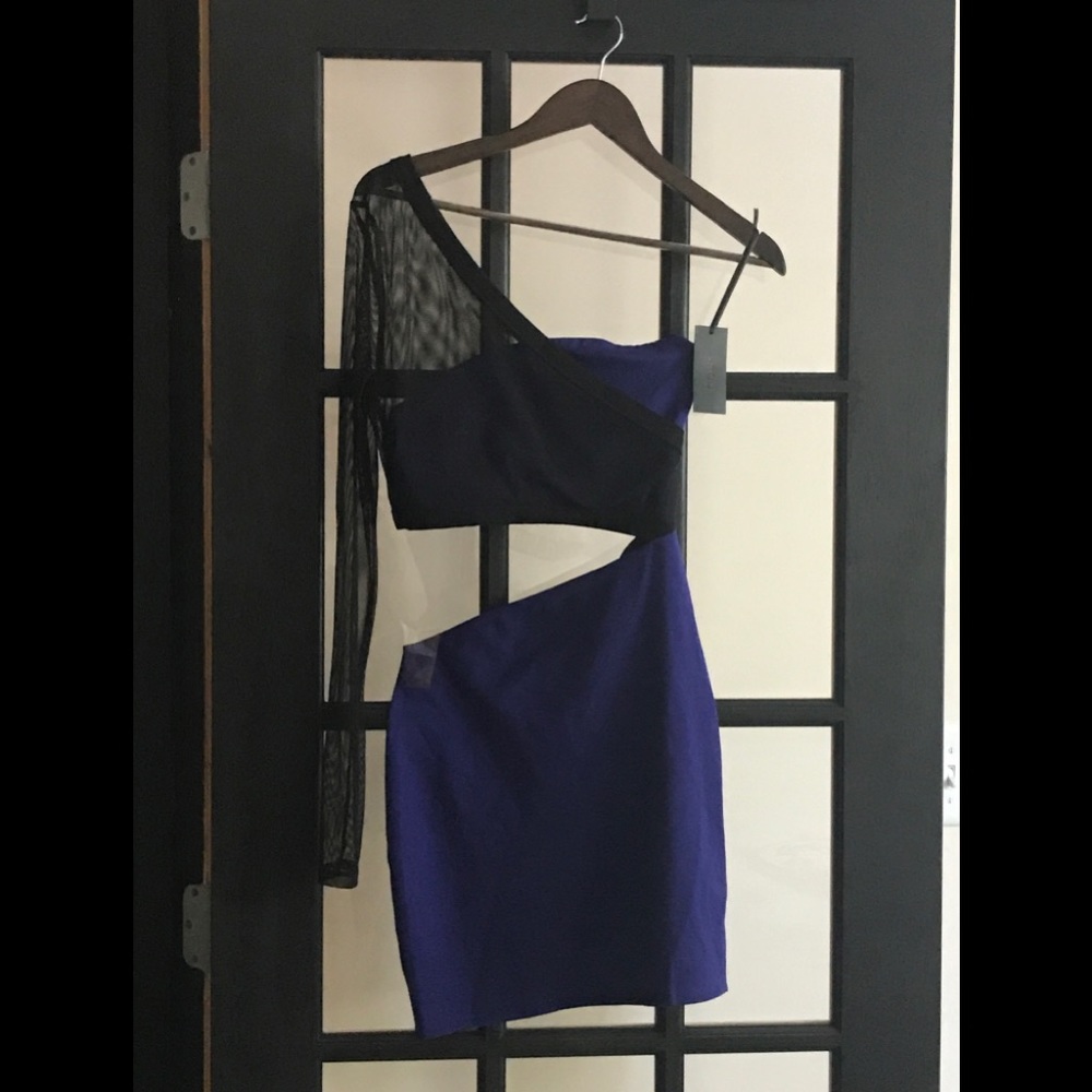 H:ours One Shoulder Side Cut out mini dress